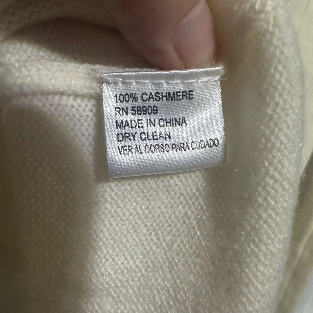 Antonio Melani Cream 100% Cashmere Peplum Hem Sweater Womens XS Quiet Luxury EUC